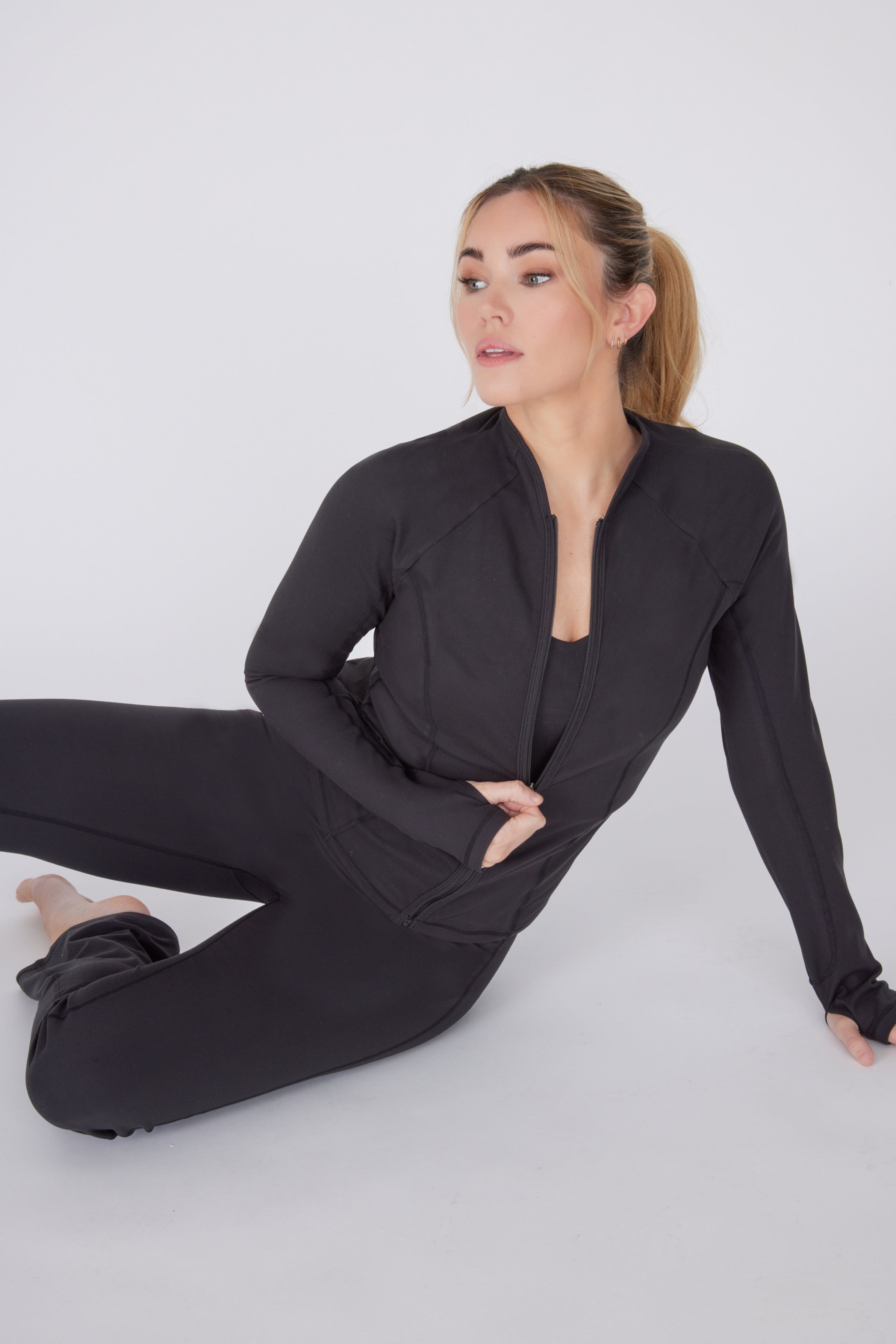 ReForm Long Sleeve Zip Top - Black