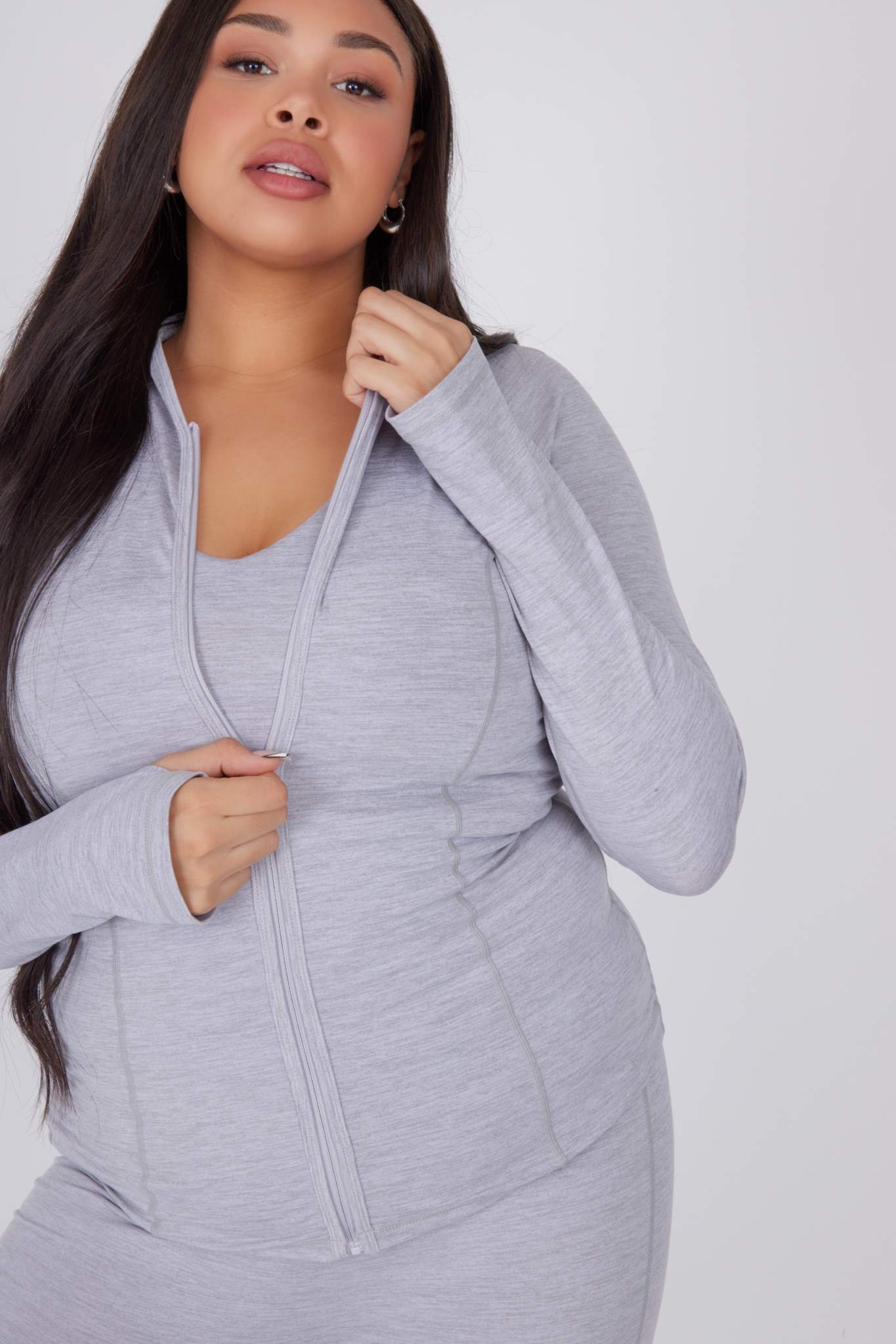 ReForm Long Sleeve Zip Top - Grey Marl