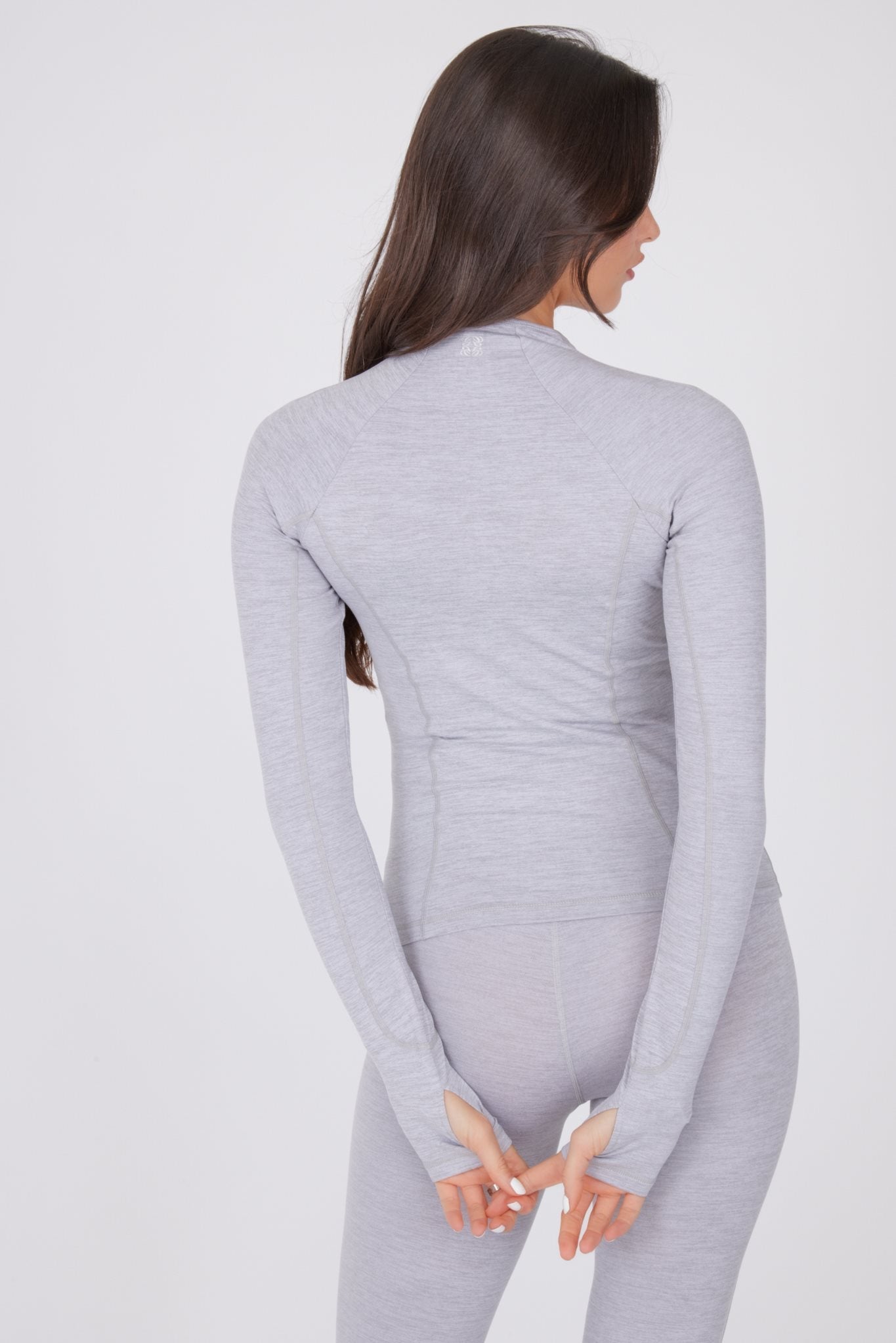 ReForm Long Sleeve Zip Top - Grey Marl
