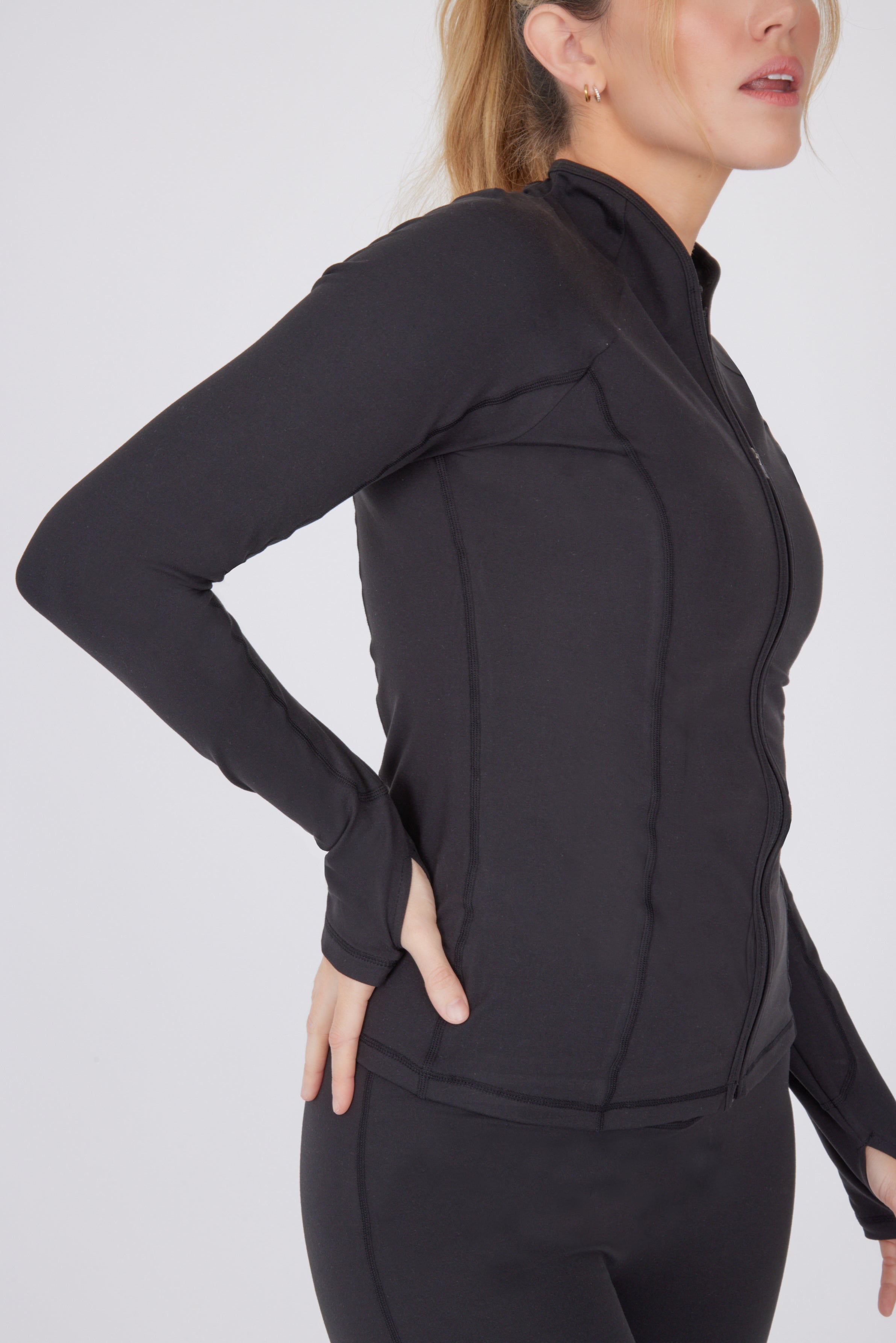 ReForm Long Sleeve Zip Top - Black